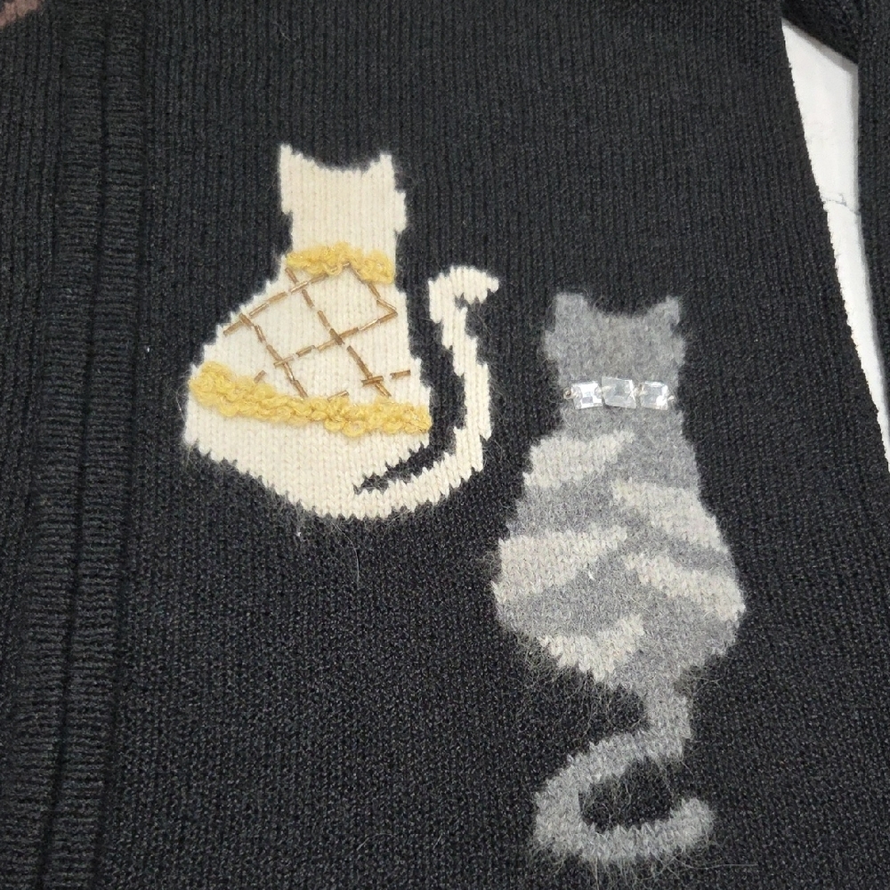 Coldwater Creek Black Sweater with Cat Design - Picture 4 of 10